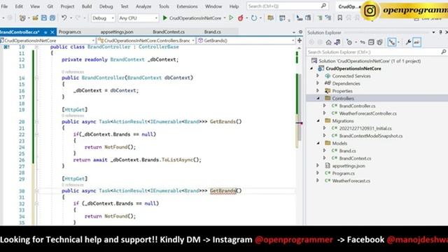 Asp.Net Core Web API - CRUD operations in REST API using Entity Framework Core and SQL Server