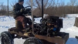 Первый выезд!Самодельный минитрактор  из ВАЗ,УАЗ,НИВА!!!