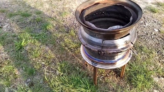 Печь для казана из автомобильных дисков от жигули обзор что получилось #самоделка своими руками смотреть онлайн
