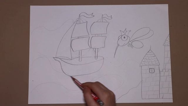 Детский рисунок к сказке о царе Салтане