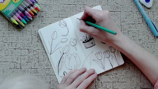 МОЙ СКЕТЧБУК:РИСУЕМ ТЮЛЬПАНЫ смотреть онлайн