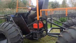 Первый,пробный выезд вездехода с двигателем Kubota D722