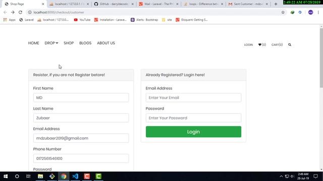 Laravel Tutorial  Bangla| send email to customer,shipping model create, shipping info save, Part-18