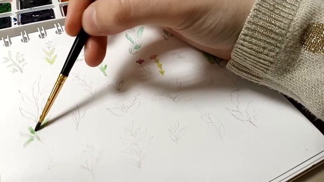 ЛИСТЬЯ АКВАРЕЛЬНЫМИ КРАСКАМИ ПРОСТОИ И ЛЕГКО Рисуем акварелью, урок для начинающих (цветы и листья) смотреть онлайн