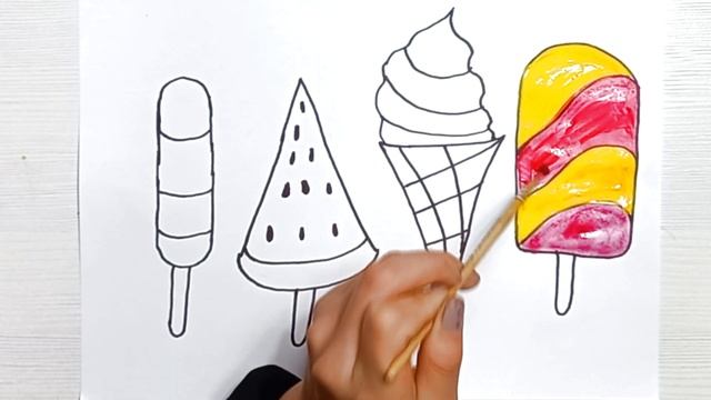 Bolalar uchun oson rasm chizish Рисование раскраска и раскрашивание игрушек мороженого для смотреть онлайн