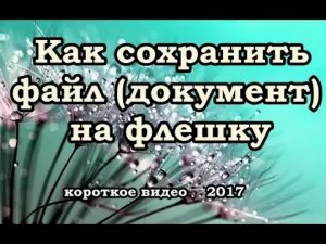 Как сохранить файл (документ) на флешку