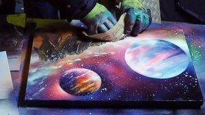 КАРТИНА БАЛЛОНЧИКАМИ СЕМЕЙНАЯ / РИСУЮ КОСМОС ЗА 5 МИНУТ / ЯЛТА / SPRAY ART