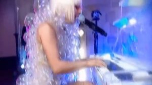 Lady GaGa Performing Paparazzi Live with Bubble Outfit