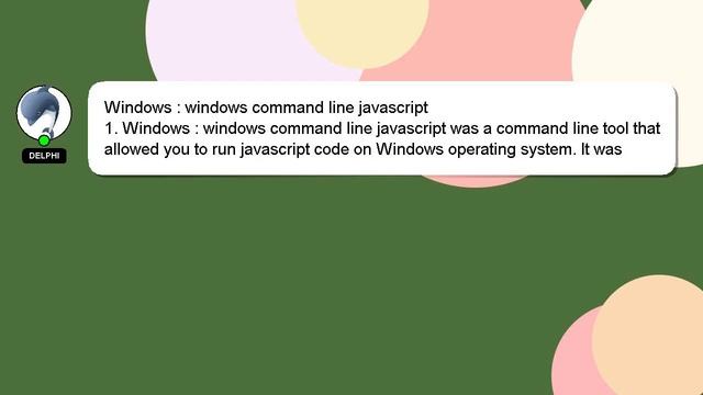 Windows : Windows Command Line Javascript