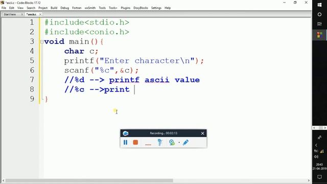 4. Simple C Program to Find ASCII Value of Any Character Entered By User