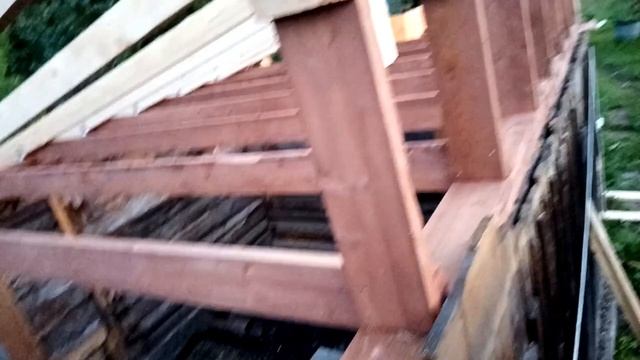 Односкатная крыша | Стропила, обвязка крыши, лаги потолка | Ремонт бани #4