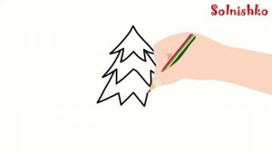 Как нарисовать елку с игрушками. How to draw christmas tree. Урок рисования для детей.