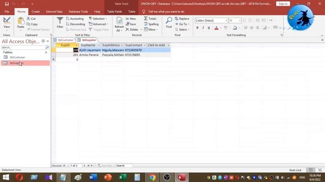 ms access union query | Union Query | ms access