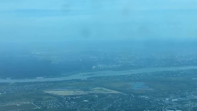 Взлет из Толмачево и пролет над Новосибирском.