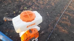 Бензиновый опыскиватель Штиль SR450 обработка по листу