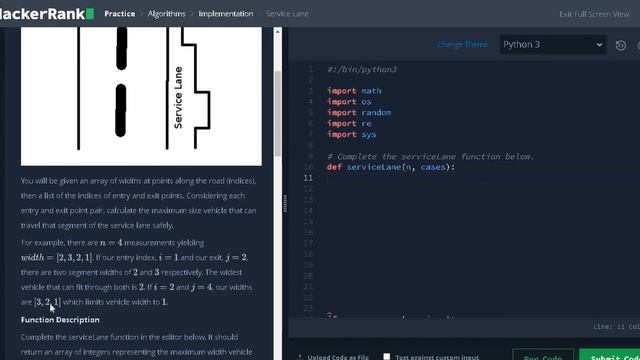 62 - Service Lane | Implementation | Hackerrank Solution | Python