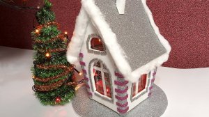 ДЕЛАЕМ НОВОГОДНИЙ ДОМИК ИЗ КАРТОНА И ФОАМИРАНА С ПОДСВЕТКОЙ