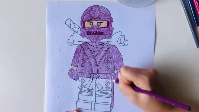 Раскрашиваем Ниндзя Роблокс | Раскраска карандашами смотреть онлайн
