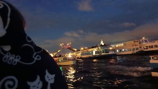 Санкт-Петербурге ночью с реки Мойки с выходом на реку Неву ?#санктпетербург #питер #впитере