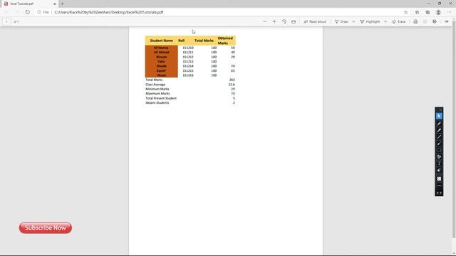 Lecture 4: How to save excel file into pdf in urdu / Hindi | Headers & Border lines in Excel | Kacs