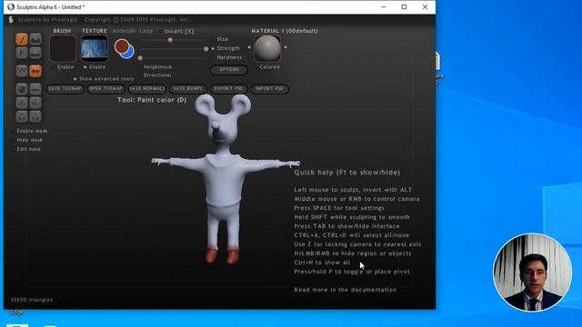 7.1.6. Текстурирование и покраска персонажа в Pixologic Sculptris