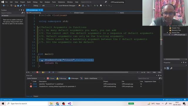 Learn C++ Part - 7 || Function Default Arguments || By Vikash Shakya
