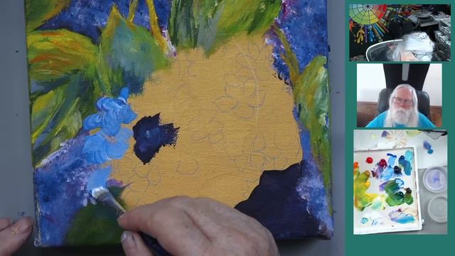 How to paint Hydrangea Flowers  with a sponged background  Simple yet Spectacular