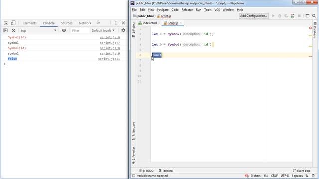 3. Основы Javascript.  Типы данных string, undefined, symbol