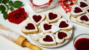 ПЕСОЧНОЕ ПЕЧЕНЬЕ ВАЛЕНТИНКИ💘Печенье с джемом на День святого Валентина 14 февраля❤️Печенье сердечки
