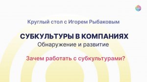 Зачем работать с субкультурами? Круглый стол с Игорем Рыбаковым