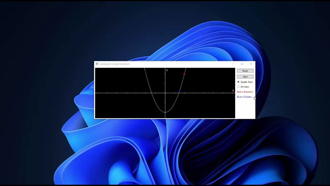 MATH. Search for a local minimum of function with one argument