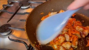 Жареные макароны с мясом. Рецепт.