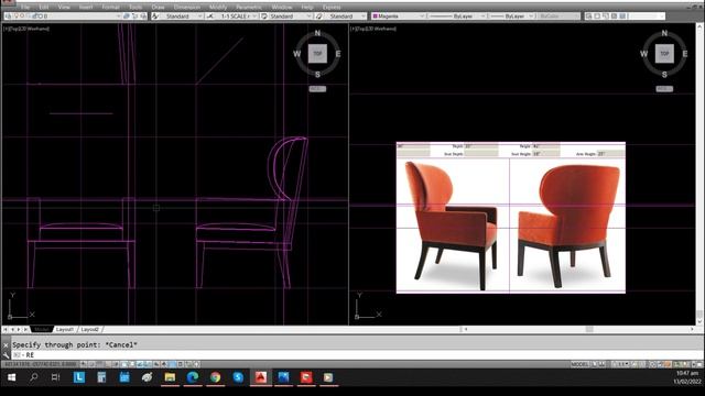 AUTOCAD-2D FURNITURE- MAKING SHOP DRAWING - LOUNGE CHAIR