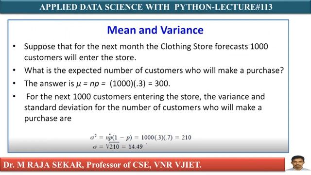 BINOMIAL DISTRIBUTION DEMO LEC 113 смотреть онлайн
