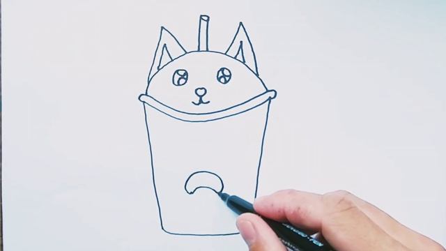 Як намалювати стаканчик котик. How to draw a cup cat. смотреть онлайн