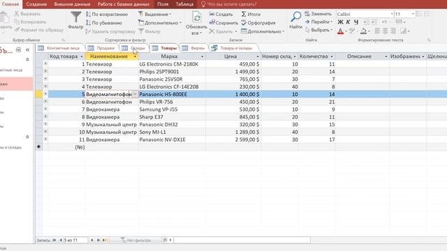 Создание запросов в MS Access
