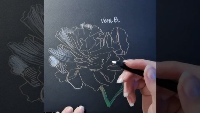 Как нарисовать пион несколькими карандашами || Black
