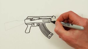 How to Draw AK 47 the Avtomat Kalashnikov | Easy Weapon Drawing