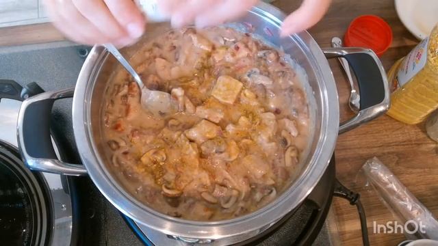По рецепту Надюши!!! Мясо с картошкой и грибами в сливочном соусе АМС