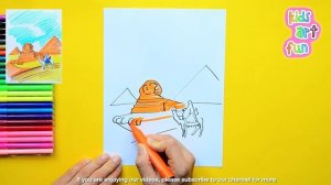 How to draw Great Sphinx and Pyramids, Egypt