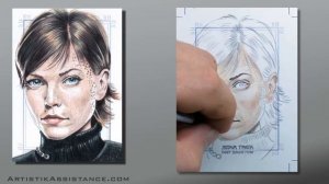 Star Trek DS9 Ezri Dax Sketch card process