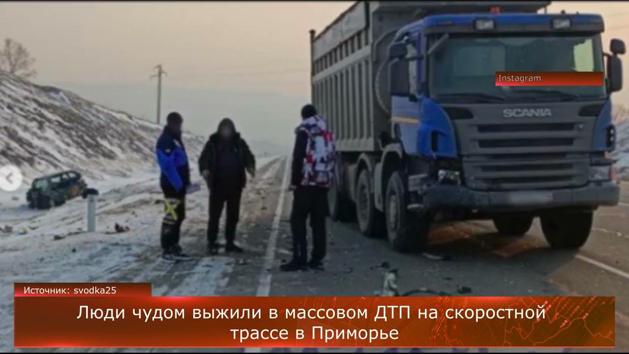 Люди чудом выжили в массовом ДТП на скоростной трассе в Приморье