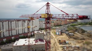 Стройка. Башенные краны КБ 674 КБ 503 КБ 404. Дзержинский с высоты. Soviet tower cranes