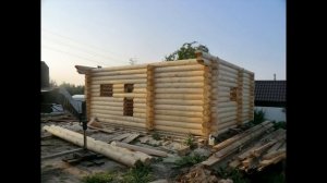 Баня из бревна 6 х 7,4 м с мансардой