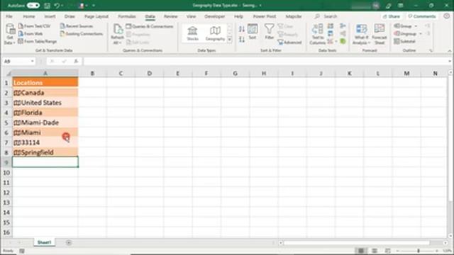 Geography Data in Excel - Tutorial
