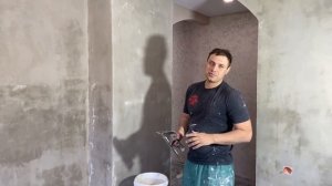 Декоративная штукатурка из шпатлёвки, сразу две фактуры, коридор и кухня!