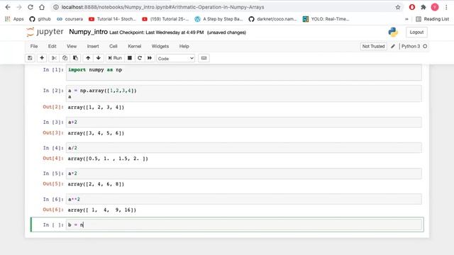 Arithmetic operation in NumPy array смотреть онлайн