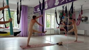Флай йога, практика в группе. Видеоурок. Йога в гамаках, урок. Аэройога.Aerial yoga.Воздушная йога.