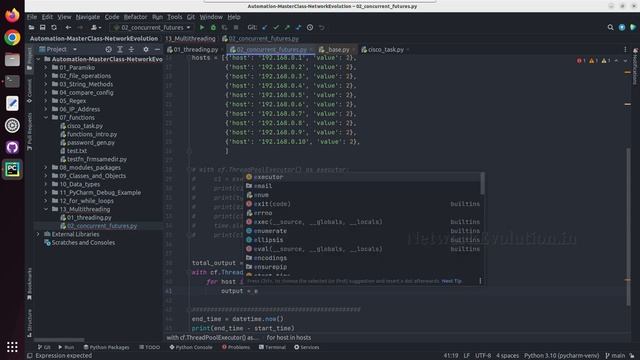 Python Multithreading Concurrent Futures tutorial for Network Automation:Parallel function executio