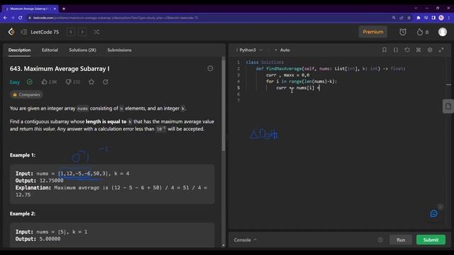 Leetcode - Maximum Average Subarray I walkthrough. MEDIUM #Python #leetcode смотреть онлайн